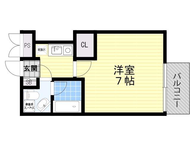 アスール江坂3RD(1K/7階)の間取り写真