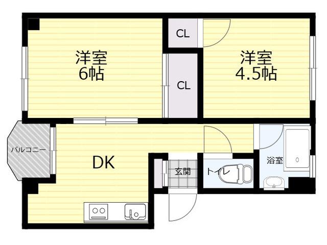 第2穂波コーポ(2DK/2階)の間取り写真