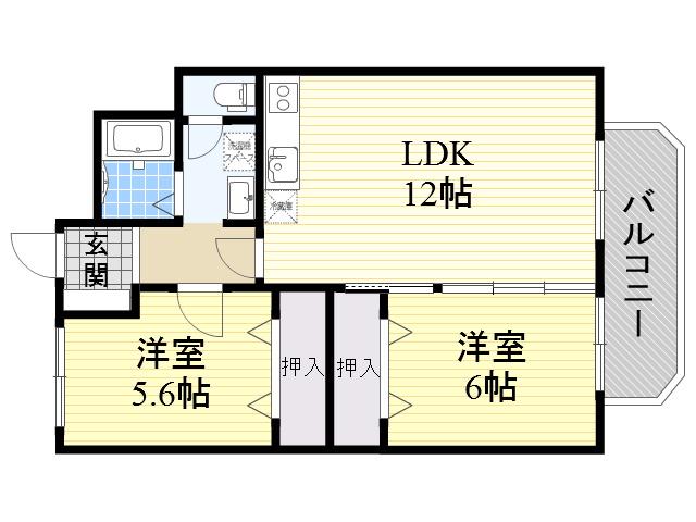 グリースシャトー桃山台(2LDK/4階)の間取り写真