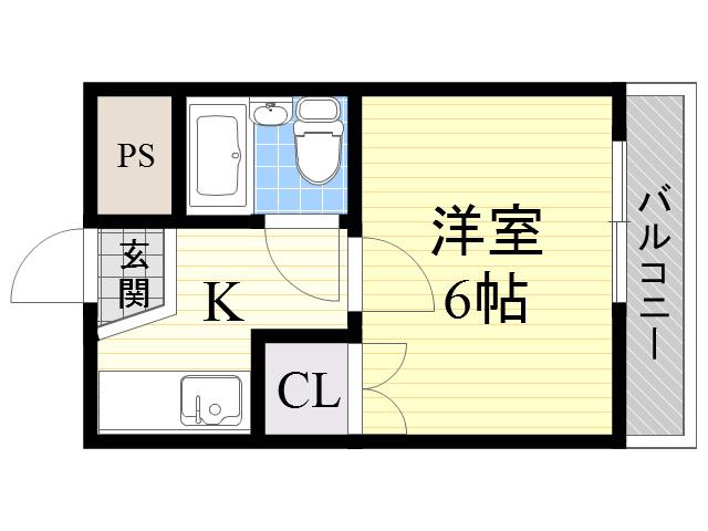 メブロ5(1K/4階)の間取り写真