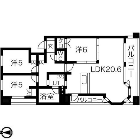 プロパレス江坂公園ロマネスタ(3LDK/10階)の間取り写真