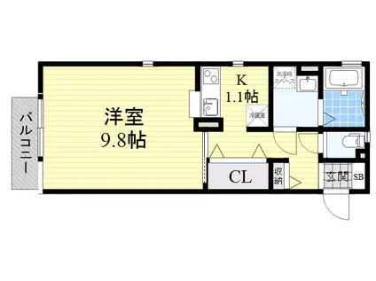 阪急宝塚本線 豊中駅 徒歩10分 2階建 築23年(1K/1階)の間取り写真