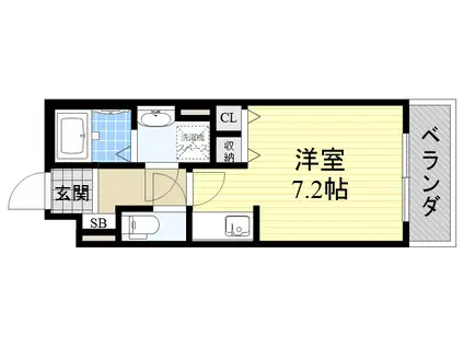 中央メルヴェール江坂(ワンルーム/2階)の間取り写真