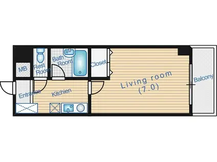 コンチェルト豊津(1K/7階)の間取り写真