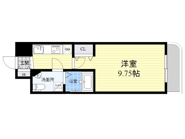 サンレムート江坂1ST(1K/2階)の間取り写真
