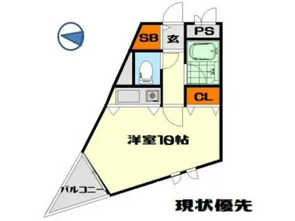 メゾン・ド・メトロ緑地公園(ワンルーム/2階)の間取り写真