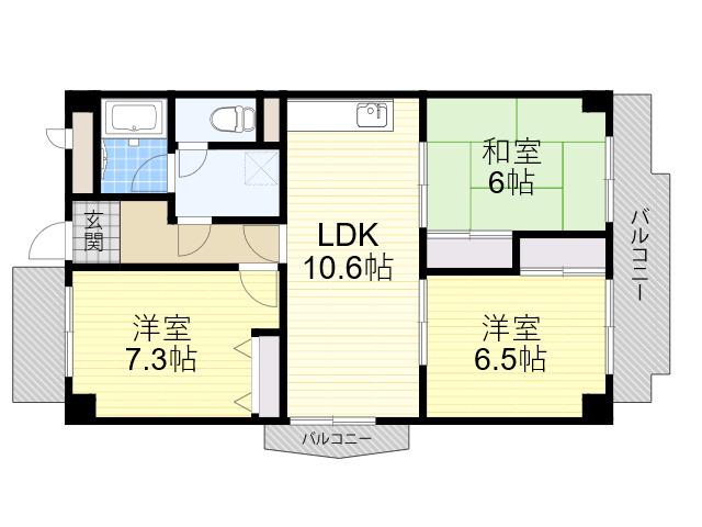 リヴェール緑地(3LDK/1階)の間取り写真