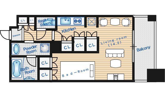 アパートメンツ江坂(ワンルーム/3階)の間取り写真