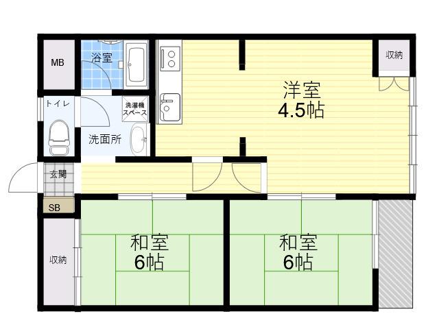松尾マンション(2LDK/3階)の間取り写真