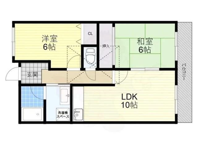 山田マンションビューテラス(2LDK/4階)の間取り写真