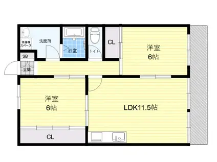 ボナール園(2LDK/3階)の間取り写真