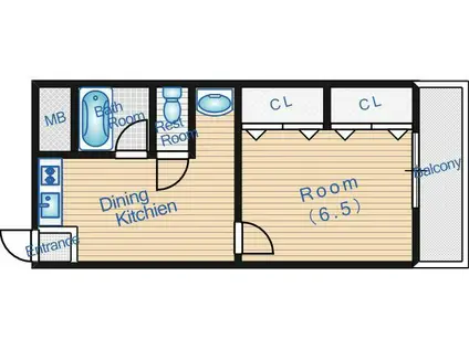 メルマン酒井(1DK/3階)の間取り写真