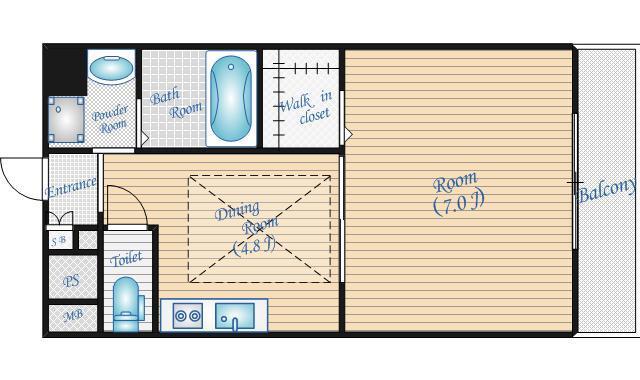 第18関根マンション(1DK/7階)の間取り写真