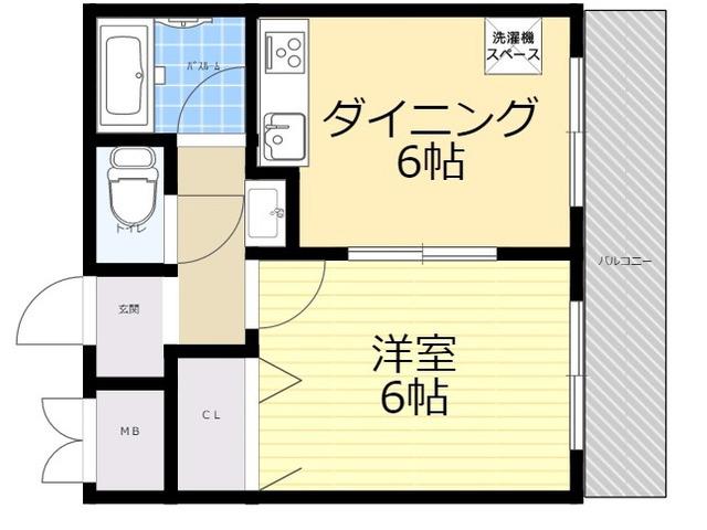 デューレン(1DK/2階)の間取り写真