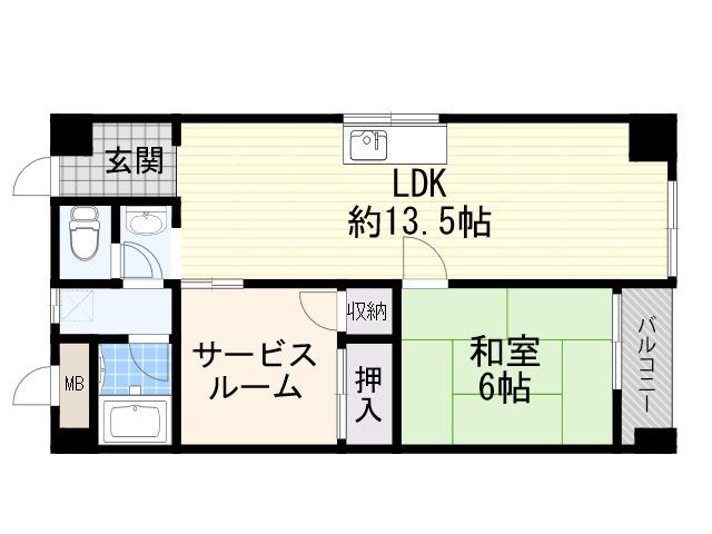 第二阿井マンション(1SLDK/3階)の間取り写真