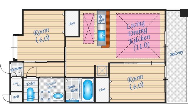 第20関根マンション(2LDK/6階)の間取り写真