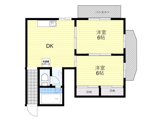 ハイツパルクシュトラーセ(2DK/5階)の間取り写真