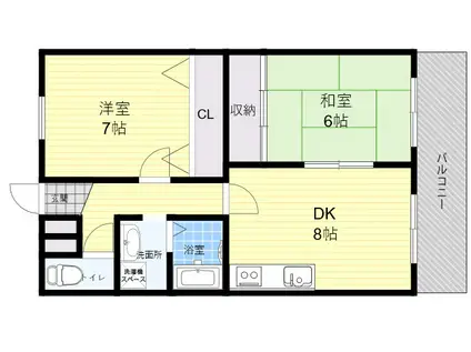 チェリーハイツ(2DK/2階)の間取り写真