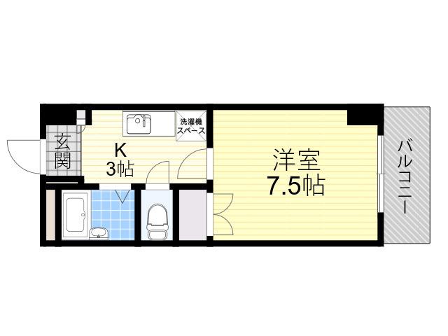 グランコート江坂(1K/1階)の間取り写真
