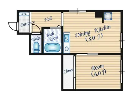 岡本ハイツ(1K/4階)の間取り写真