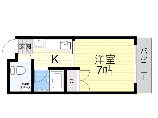 INOVE上山手(1K/1階)の間取り写真