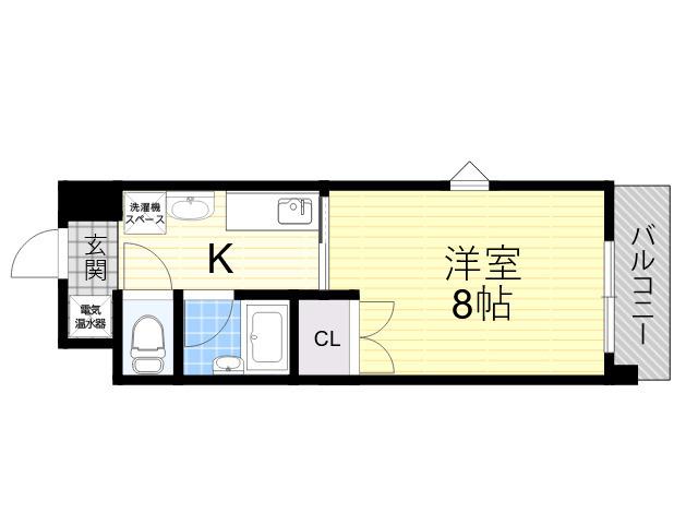 INOVE上山手(1K/3階)の間取り写真