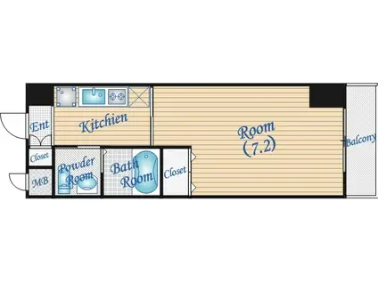 ドゥーエ江坂2(1K/7階)の間取り写真