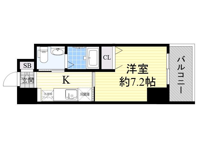 ドゥーエ江坂2(1K/9階)の間取り写真