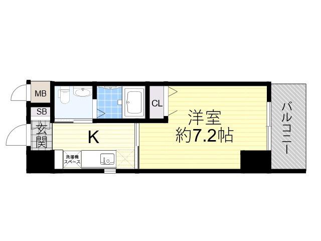 ドゥーエ江坂2(1K/5階)の間取り写真