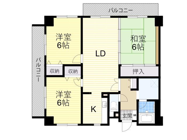 アビタシオン橋本Ⅰ(3LDK/3階)の間取り写真