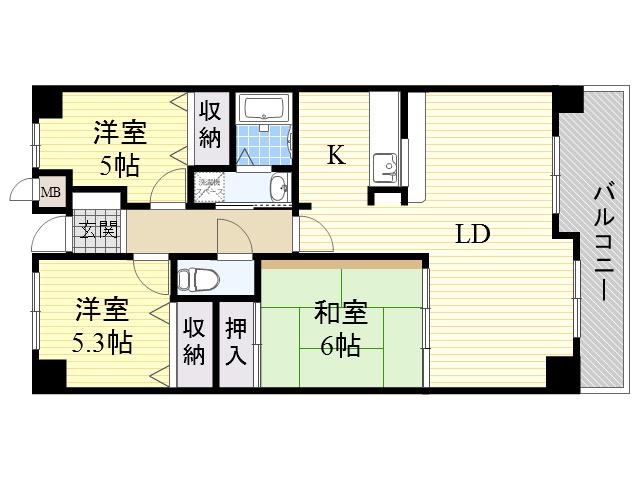アビタシオン橋本2(3LDK/2階)の間取り写真