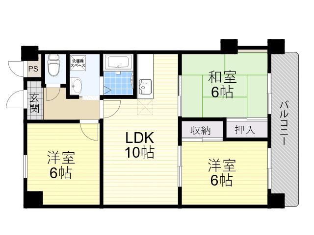 アビタシオン西緑丘(3LDK/4階)の間取り写真