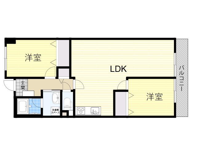 エバーグリーンハイツ(2LDK/2階)の間取り写真