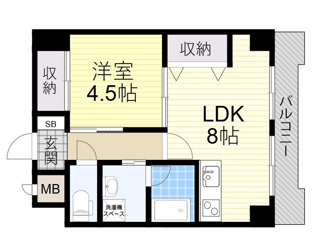 パークモダン新大阪(1LDK/6階)の間取り写真