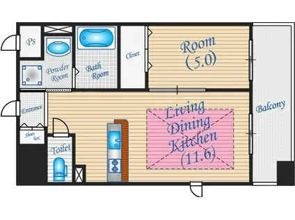 第1関根マンション(1LDK/2階)の間取り写真