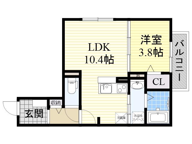 アヴェニール服部(1LDK/2階)の間取り写真