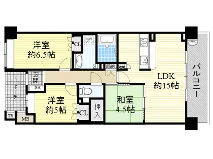 ジオ千里桃山台4番館(3LDK/14階)の間取り写真