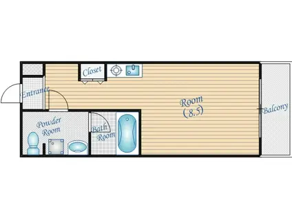 クオリア吹田(1K/3階)の間取り写真