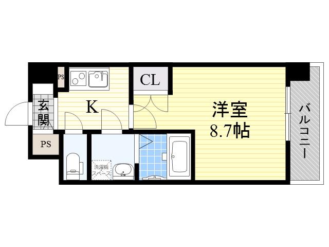 WGB江坂(1K/10階)の間取り写真