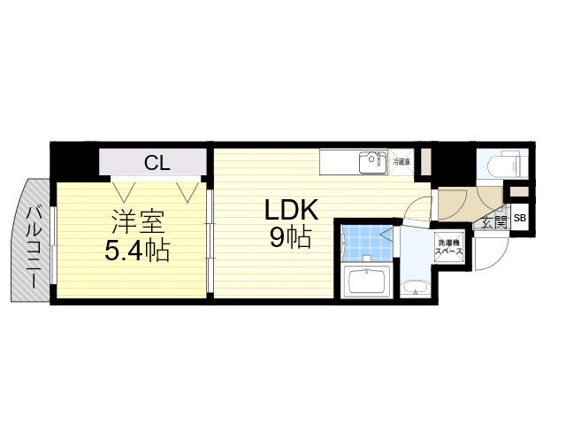 SERENITE江坂四番館(1DK/6階)の間取り写真
