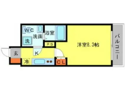 SERENITE江坂四番館(1K/2階)の間取り写真