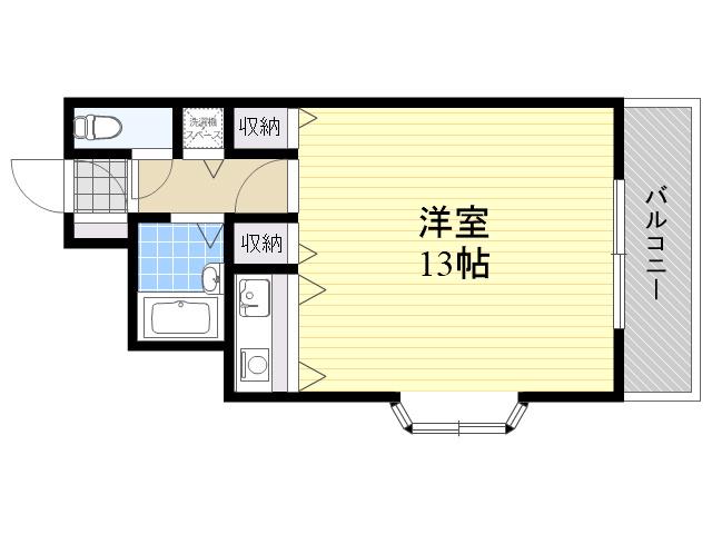 シャトレ豊津2(1K/1階)の間取り写真