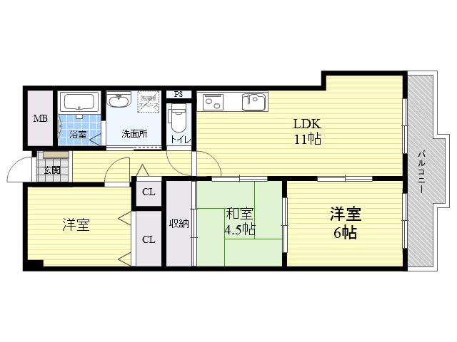 千里スカイラーク(3LDK/4階)の間取り写真