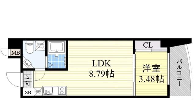 URBAN FLATS江坂(1LDK/13階)の間取り写真
