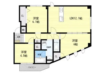 スプリングコートⅡ(3LDK/4階)の間取り写真