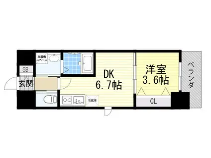 K´S SQUARE ESAKA(1DK/10階)の間取り写真