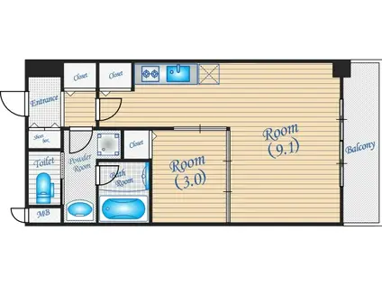 小西マンション(1DK/7階)の間取り写真