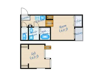 セリュー(1K/2階)の間取り写真