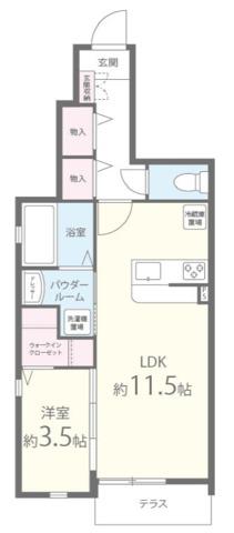 BENESTA千里中央(1LDK/1階)の間取り写真
