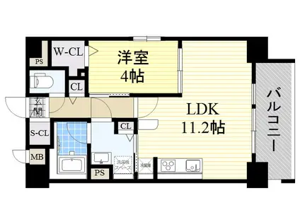 ルシア新大阪(1LDK/3階)の間取り写真